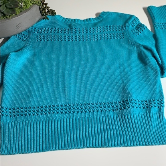 C Wonder Fancy Stitch Aqua Sweater Crewneck Medium women’s pullover top - Picture 9 of 10